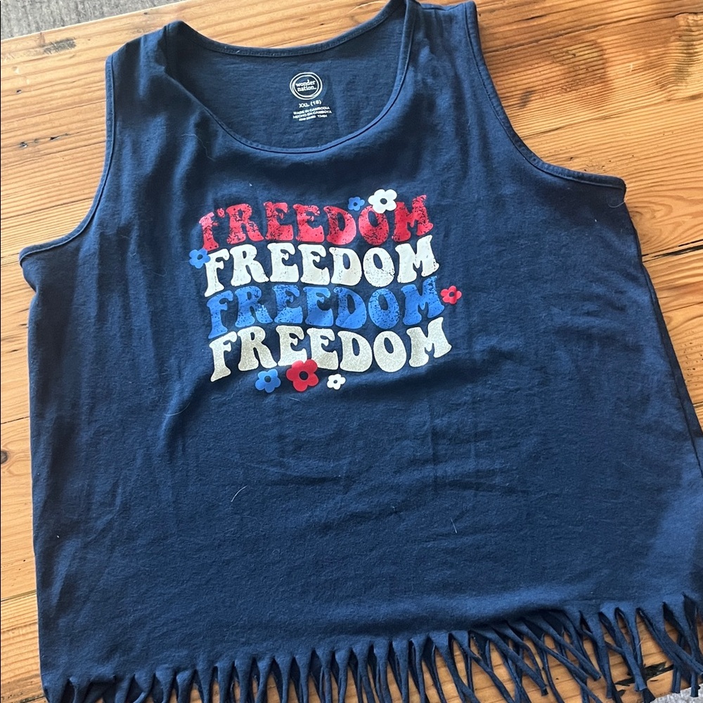 Wonder Nation Navy Freedom Fringe Tank Top